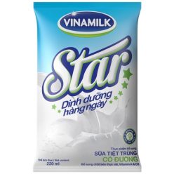 Sữa tiệt trùng Vinamilk Star Có đường bịch 220ml