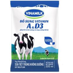 Sữa tiệt trùng Vinamilk Không đường bịch 220ml
